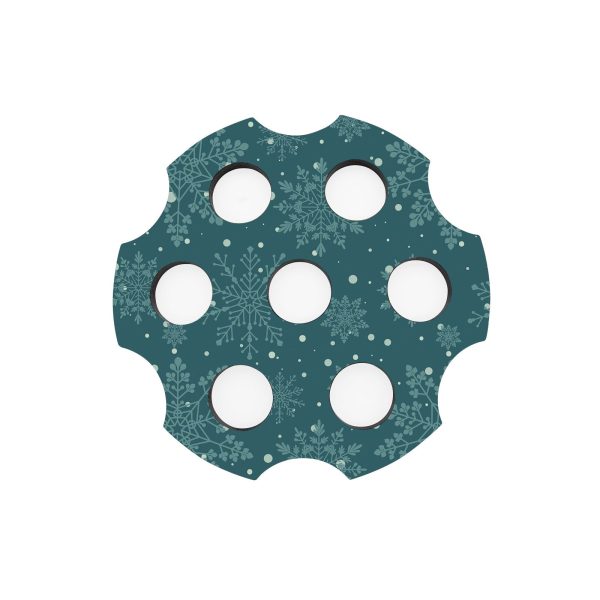 6-Shooter Wood Shot Glass Caddy Tray and Bottle Topper -  Snowflakes  For Cheap