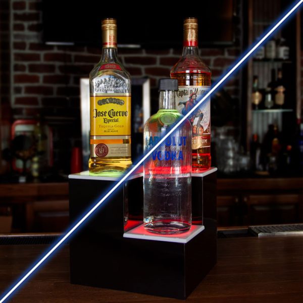 BarConic® LED Liquor Bottle Display Shelf - 2 Tier Inner Corner - Black - Multi-Colored Lights Discount - Image 4