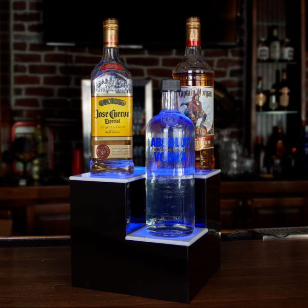 BarConic® LED Liquor Bottle Display Shelf - 2 Tier Inner Corner - Black - Multi-Colored Lights Discount - Image 2