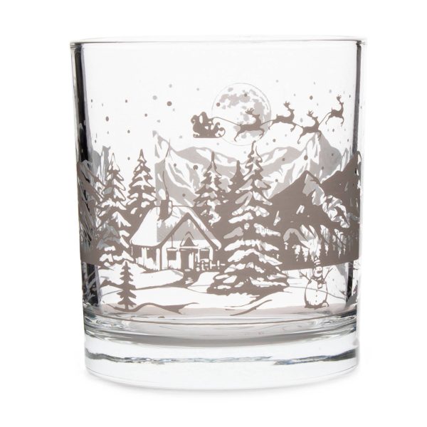 BarConic® Glassware - Christmas Cabin - Old Fashion Glass - 10 ounce For Sale