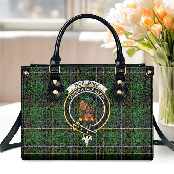 McAlpine Modern Tartan Crest Leather Handbag Online Sale