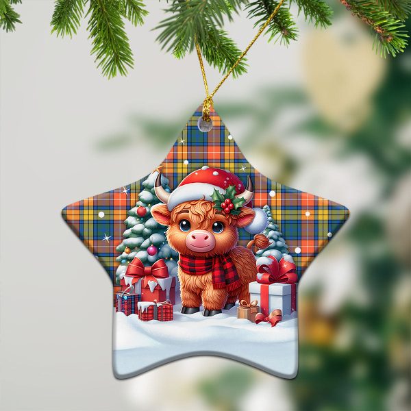 Buchanan Ancient Tartan Christmas Ceramic Ornament - Highland Cow Winter Style Fashion - Image 4