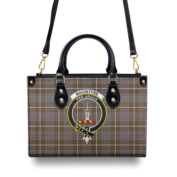 MacIntyre Hunting Weathered Tartan Crest Leather Handbag on Sale - Image 4