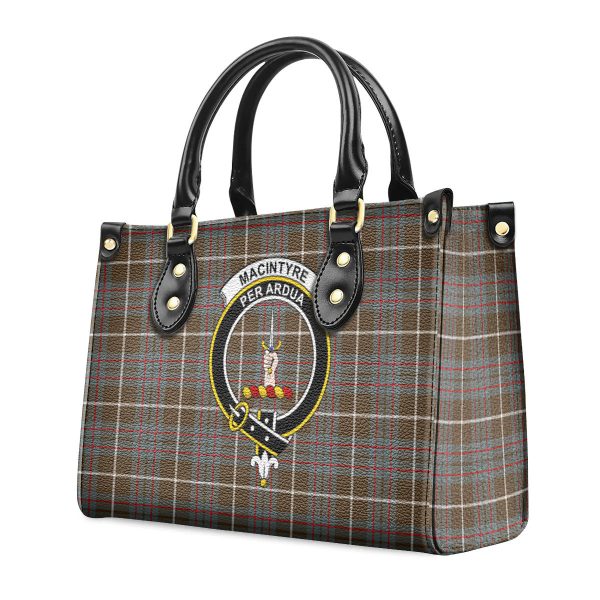 MacIntyre Hunting Weathered Tartan Crest Leather Handbag on Sale - Image 3