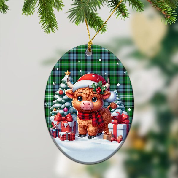 Arbuthnot Ancient Tartan Christmas Ceramic Ornament - Highland Cow Winter Style Fashion - Image 3