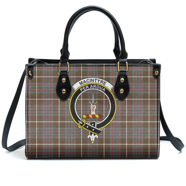MacIntyre Hunting Weathered Tartan Crest Leather Handbag on Sale - Image 2