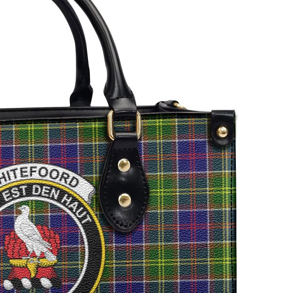 Whitefoord Tartan Crest Leather Handbag For Discount - Image 5