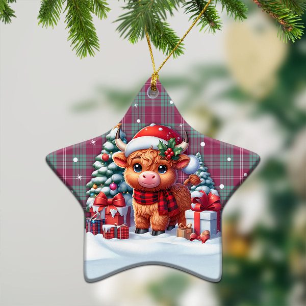 Crawford Ancient Tartan Christmas Ceramic Ornament - Highland Cow Winter Style Sale - Image 4