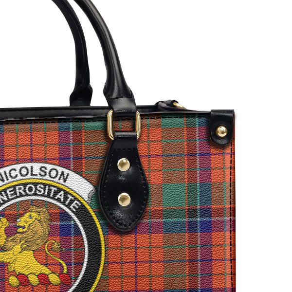 Nicolson Ancient Old Tartan Crest Leather Handbag Online Sale - Image 5