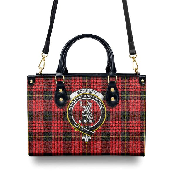 McQueen Modern Tartan Crest Leather Handbag For Discount - Image 4