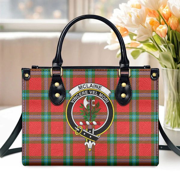 McLaine of Loch Buie Tartan Crest Leather Handbag Discount