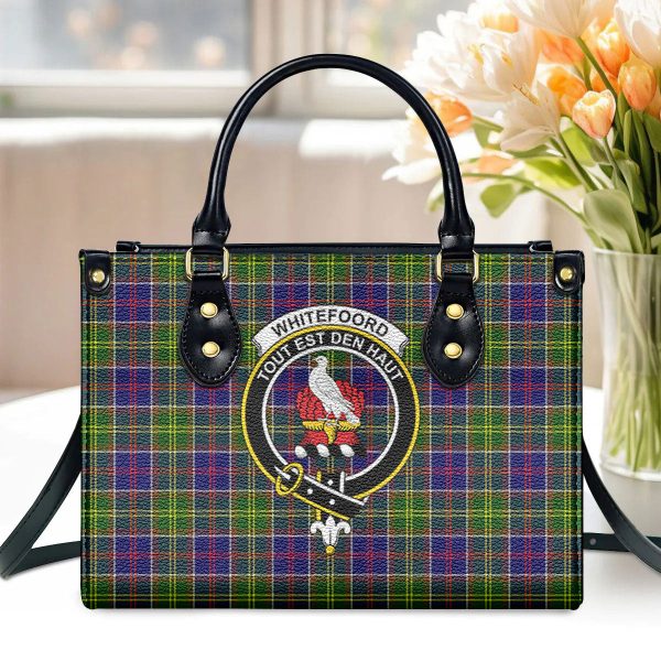 Whitefoord Tartan Crest Leather Handbag For Discount