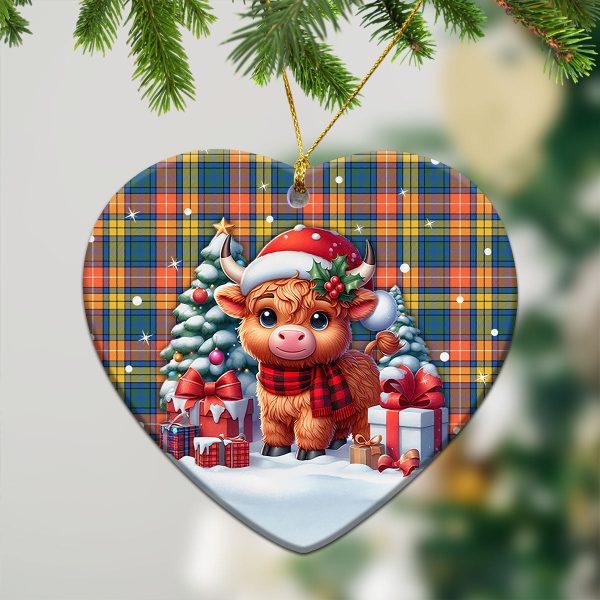 Buchanan Ancient Tartan Christmas Ceramic Ornament - Highland Cow Winter Style Fashion - Image 5