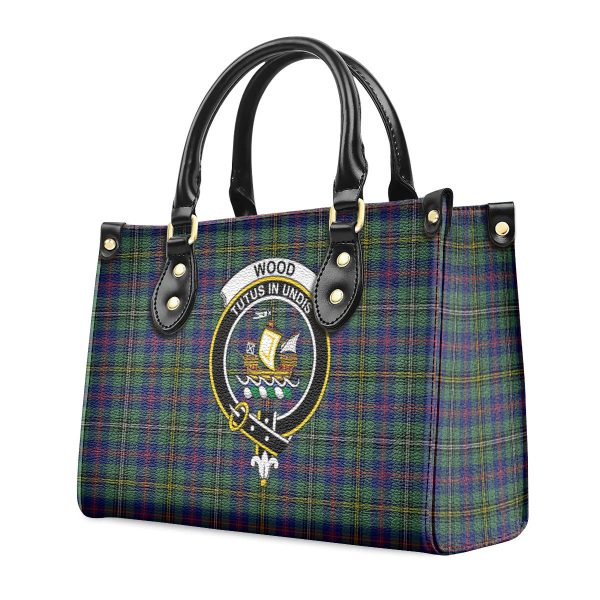 Wood Tartan Crest Leather Handbag Hot on Sale - Image 3