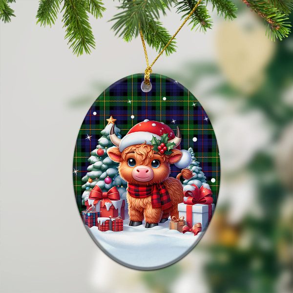 Baillie Tartan Christmas Ceramic Ornament - Highland Cow Winter Style Sale - Image 3