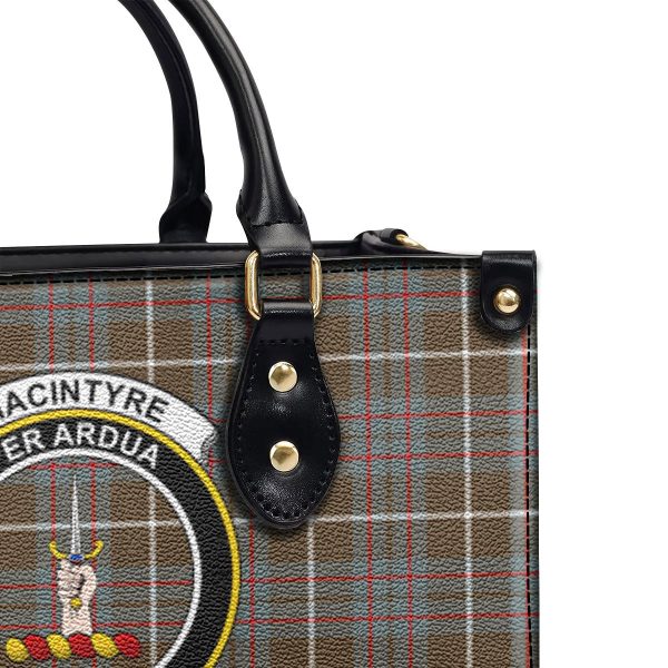 MacIntyre Hunting Weathered Tartan Crest Leather Handbag on Sale - Image 5